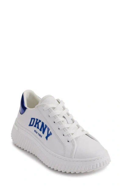 Dkny Leon Sneaker In White,royal Blue