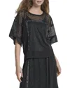 Dkny Leopard Overlay Top In Black