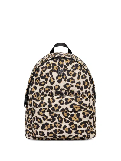 Dkny Leopard-print Backpack In Brown