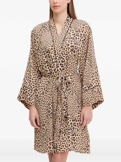 Dkny Leopard-print Belted Robe In Animal Print