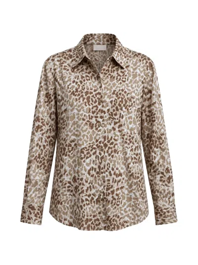 Dkny Leopard-print Long-sleeve Shirt In Multi