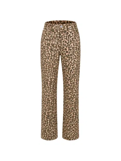 Dkny Leopard-print Straight-leg Jeans In Neutrals