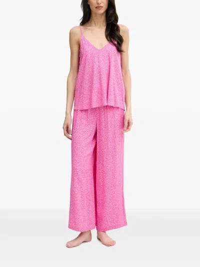 Dkny Leopard-print Two-piece Pajamas In Pink
