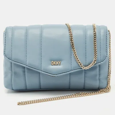 Pre-owned Dkny Light Blue Faux Leather Lexington Shoulder Bag