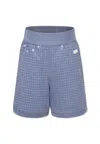 Dkny Light Blue Shorts For Girl With Sequins And Logo In Light Blue