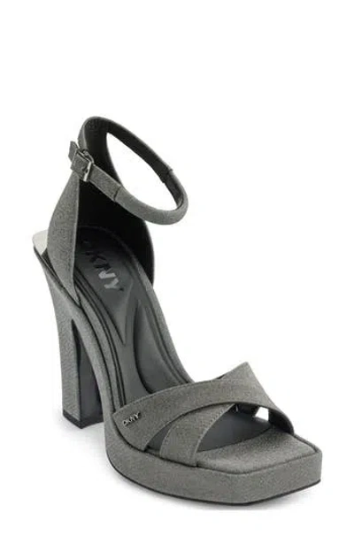 Dkny Linda Ankle Strap Platform Sandal In Gray