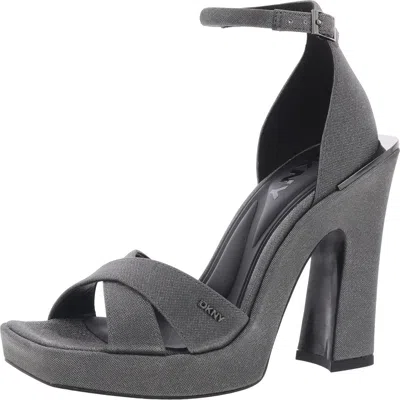 Dkny Linda Womens Criss-cross Shimmer Block Heel In Pink