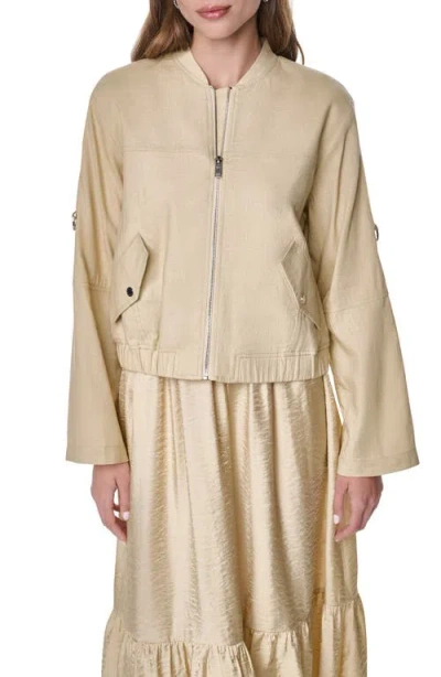 Dkny Linen Blend Bomber Jacket In Brown