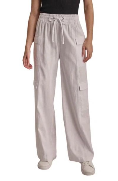 Dkny Linen Blend Drawstring Cargo Pants In White