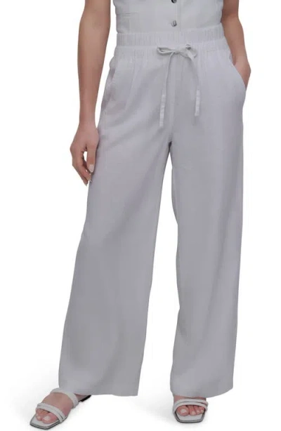 Dkny Linen Blend Drawstring Trousers In White