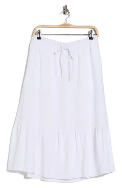 Dkny Linen Blend Midi Skirt In White