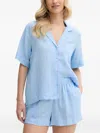 Dkny Linen Blend Short-sleeve Pyjamas In Blue
