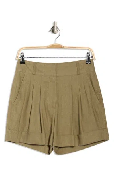 Dkny Linen Blend Shorts In Green