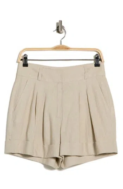 Dkny Linen Blend Shorts In Neutral