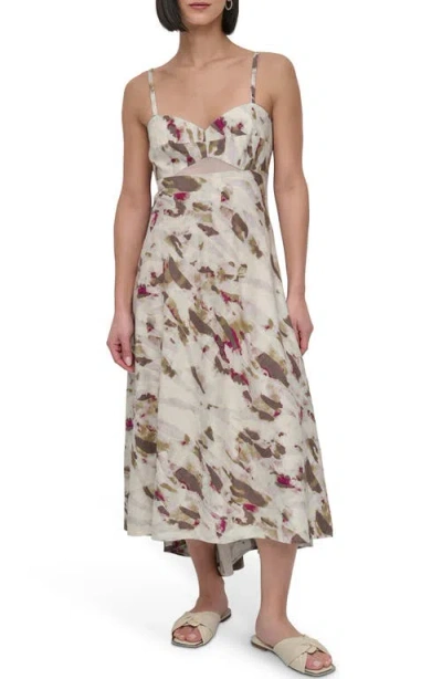 Dkny Linen Blend Sundress In Multi