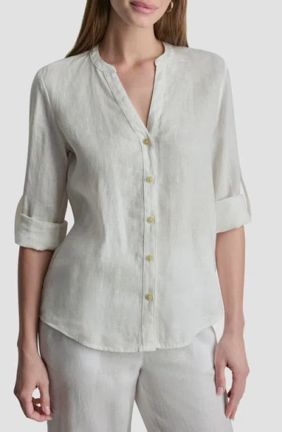 Dkny Linen Button-up Shirt In White