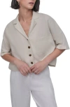 Dkny Linen Camp Shirt In Natural
