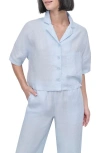 Dkny Linen Camp Shirt In Skyway Blue