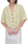 Dkny Linen Camp Shirt In Tea Green