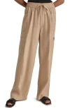 Dkny Linen Drawstring Cargo Pants In Sandalwood