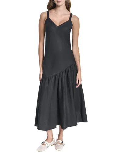 Dkny Linen Dress In Black