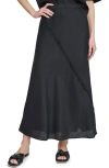 Dkny Linen Maxi Skirt In Black