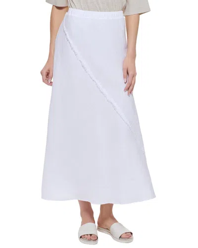 Dkny Linen Midi Skirt In White