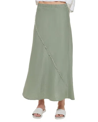 Dkny Linen Midi Skirt In Gray