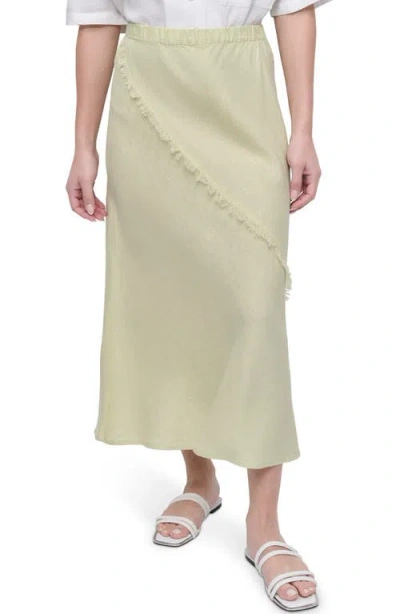Dkny Linen Midi Skirt In Tea Green