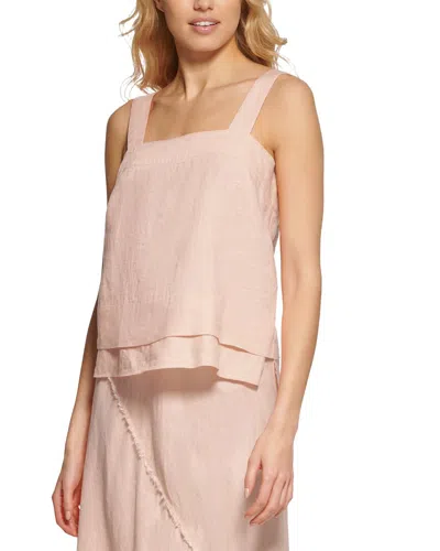 Dkny Linen Tank Top In Pink
