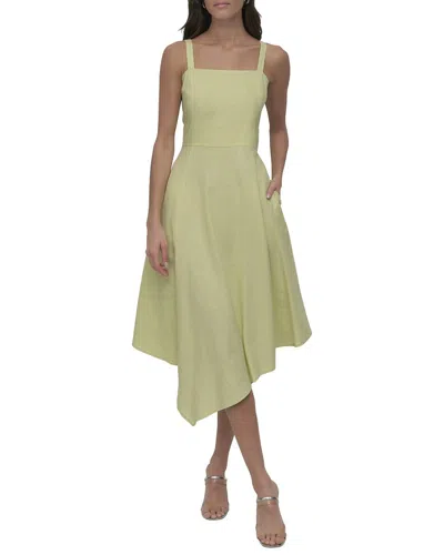 Dkny Linen-blend Dress In Yellow