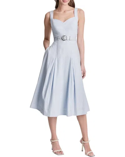 Dkny Linen-blend Midi Dress In Blue