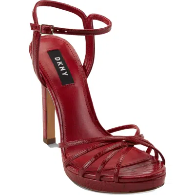 Dkny Lipa Womens Leather Slingback Heel Sandals In Red
