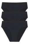 Dkny Litewear 3-pack High Leg Seamless Briefs In Black