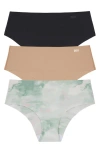 Dkny Litewear Cut Anywear 3-pack Hipster Briefs In Black/glow/soft Spray