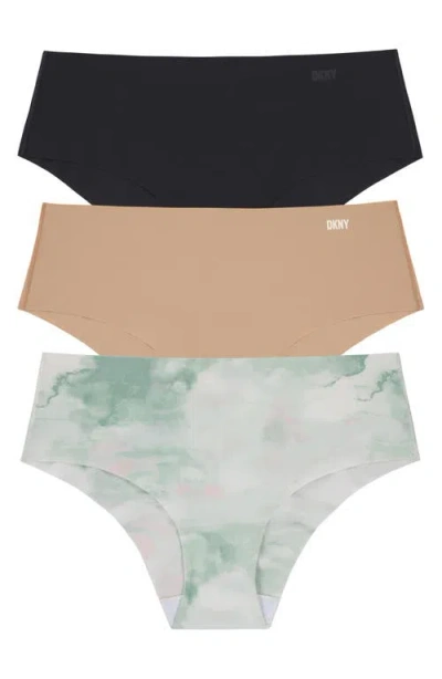 Dkny Litewear Cut Anywear 3-pack Hipster Briefs In Black/glow/soft Spray