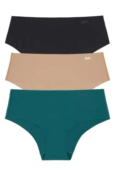 Dkny Litewear Cut Anywhere Assorted 3-pack Hipster Briefs In Multi