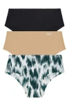 Dkny Litewear Cut Anywhere Assorted 3-pack Hipster Briefs In Multi