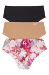 Dkny Litewear Cut Anywhere Assorted 3-pack Hipster Briefs In Multi