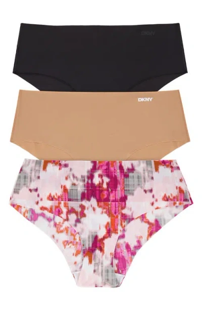 Dkny Litewear Cut Anywhere Assorted 3-pack Hipster Briefs In Multi