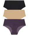Dkny Litewear Cut Anywhere Assorted 3-pack Hipster Briefs In Multi