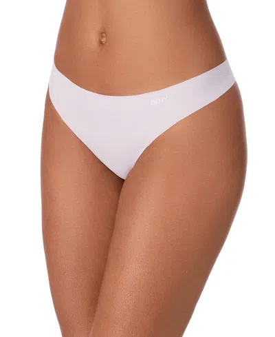 Dkny Litewear Cut Anywear Logo Thong Underwear-dk5026 In White