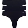 Dkny Litewear Cut Anywhere 3-pack Thongs In Black/ Black/ Black