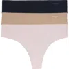 Dkny Litewear Cut Anywhere 3-pack Thongs In Multi