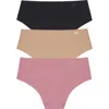Dkny Litewear Cut Anywhere Assorted 3-pack Hipster Briefs In Multi