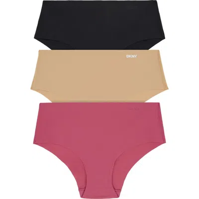 Dkny Litewear Cut Anywhere Assorted 3-pack Hipster Briefs In Multi