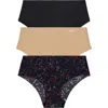 Dkny Litewear Cut Anywhere Assorted 3-pack Hipster Briefs In Black