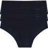 Dkny Litewear Cut Anywhere Assorted 3-pack Hipster Briefs In Black/black/black
