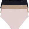 Dkny Litewear Cut Anywhere Assorted 3-pack Hipster Briefs In Brown