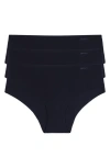 Dkny Litewear Cut Anywhere Assorted 3-pack Hipster Briefs In Dark Black